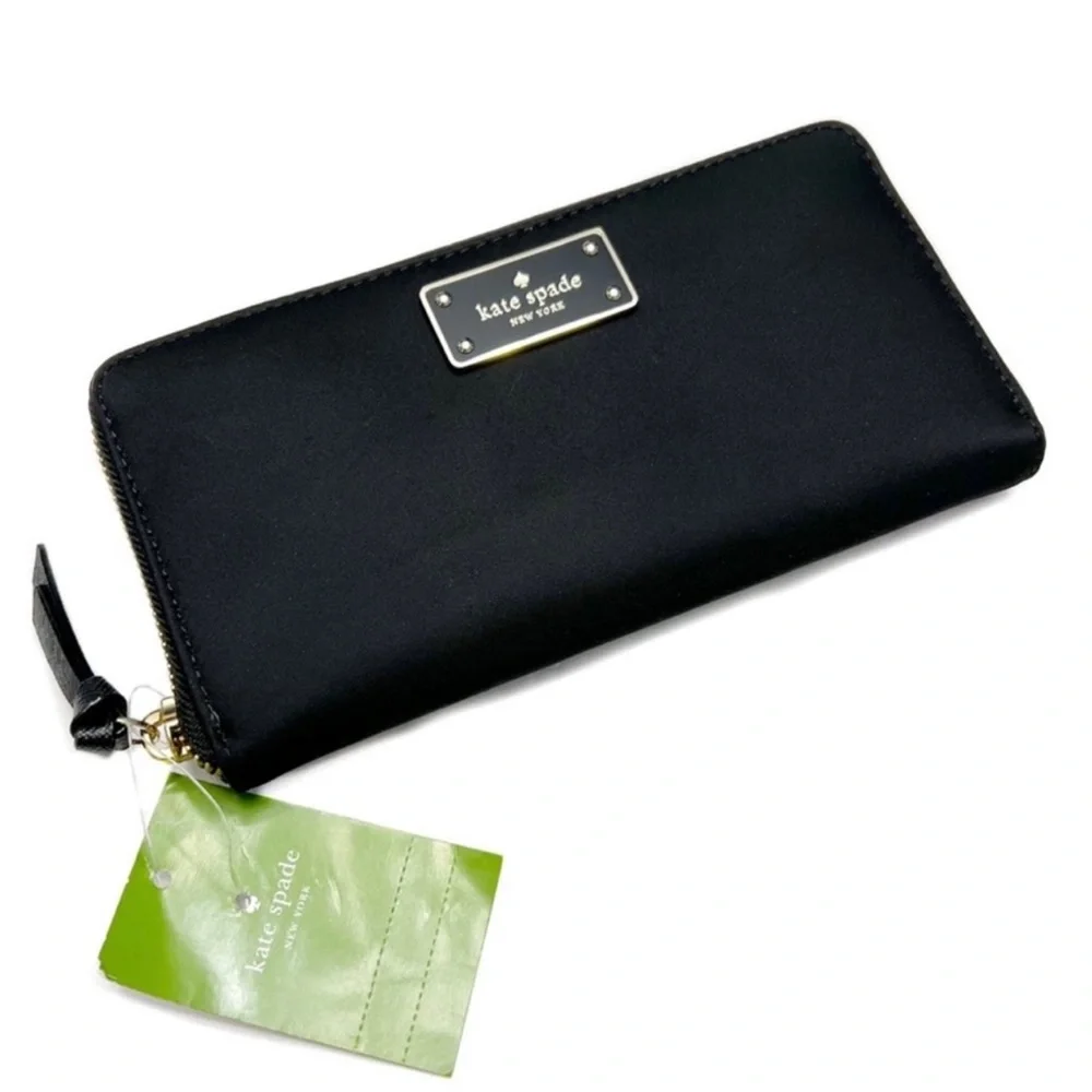 Kate Spade New York Wilson Road Neda Zip Around Wallet Black Nylon Exterior